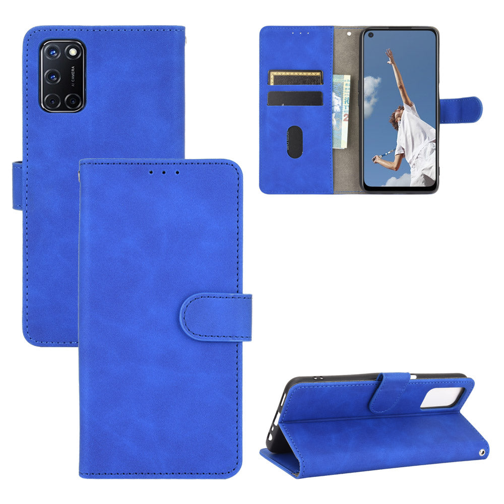 Skin-touch Wallet Stand Flip Leather Phone Cover for OPPO A52/A72/A92