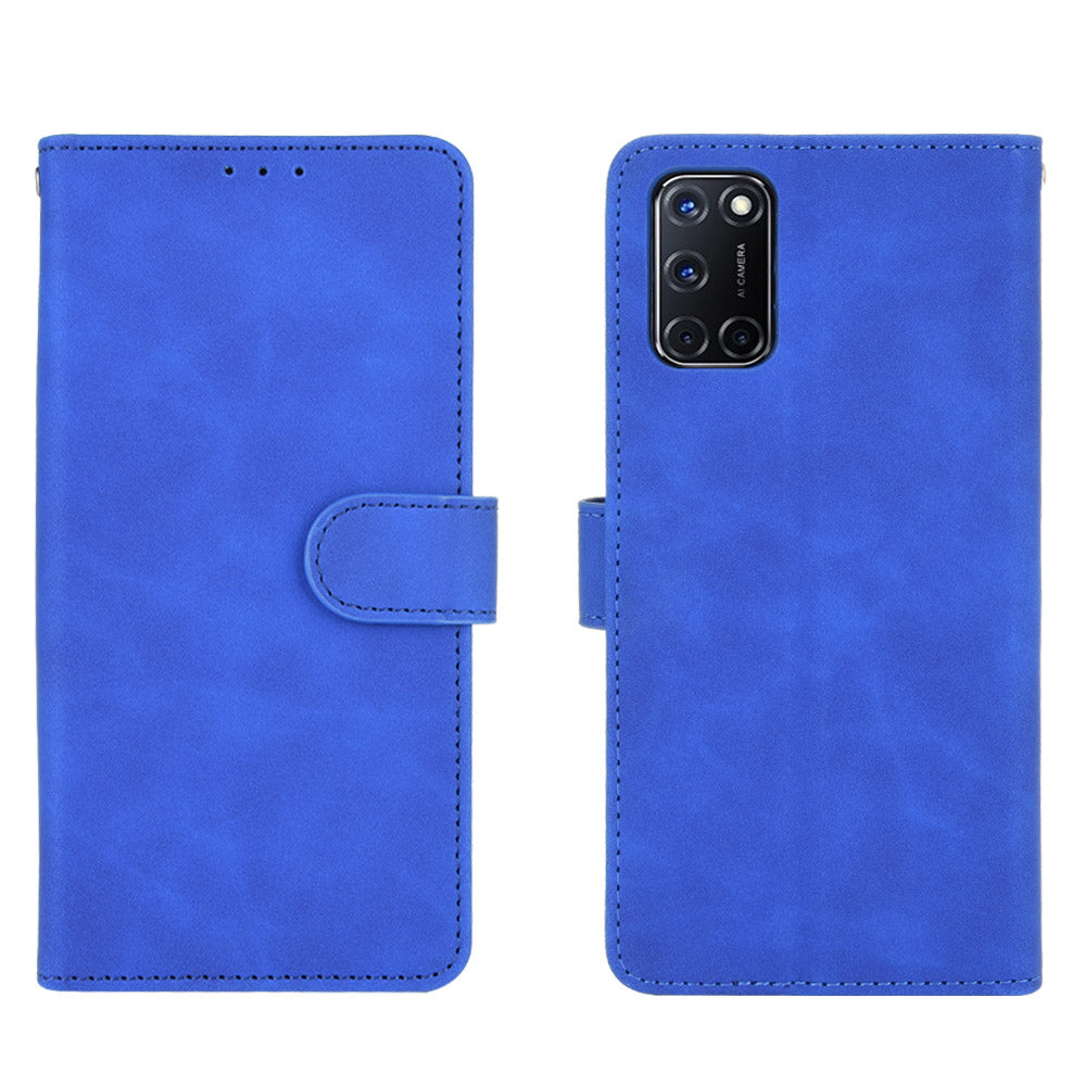 Skin-touch Wallet Stand Flip Leather Phone Cover for OPPO A52/A72/A92