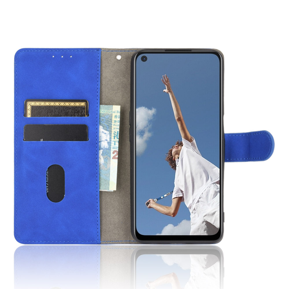 Skin-touch Wallet Stand Flip Leather Phone Cover for OPPO A52/A72/A92