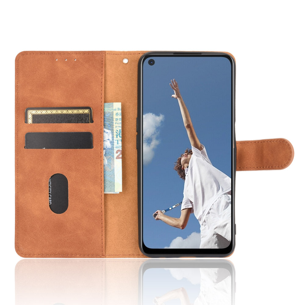 Skin-touch Wallet Stand Flip Leather Phone Cover for OPPO A52/A72/A92
