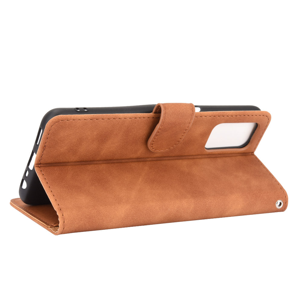 Skin-touch Wallet Stand Flip Leather Phone Cover for OPPO A52/A72/A92