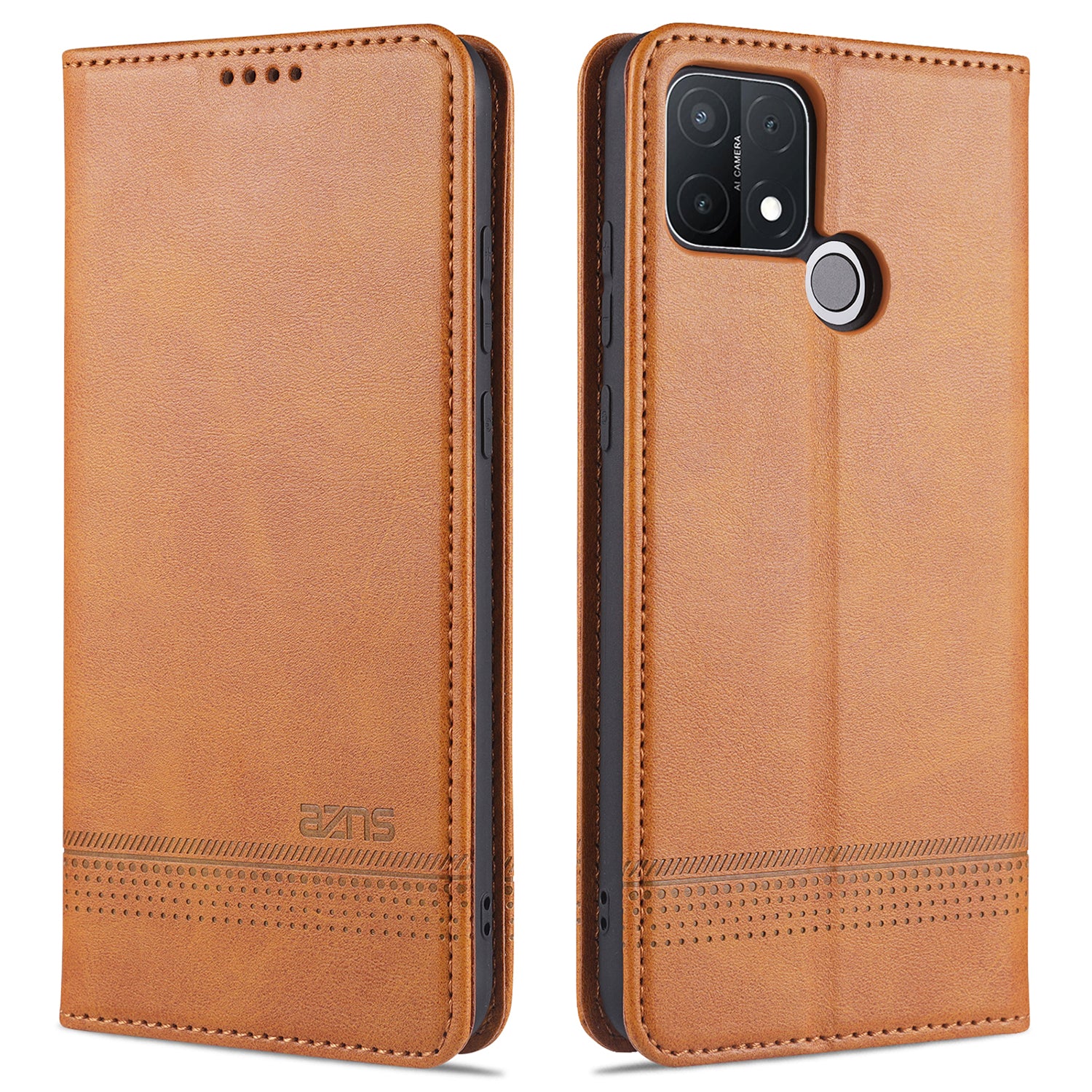 AZNS Magnetic Suction Wallet Stand Leather Mobile Shell Case for OPPO A15