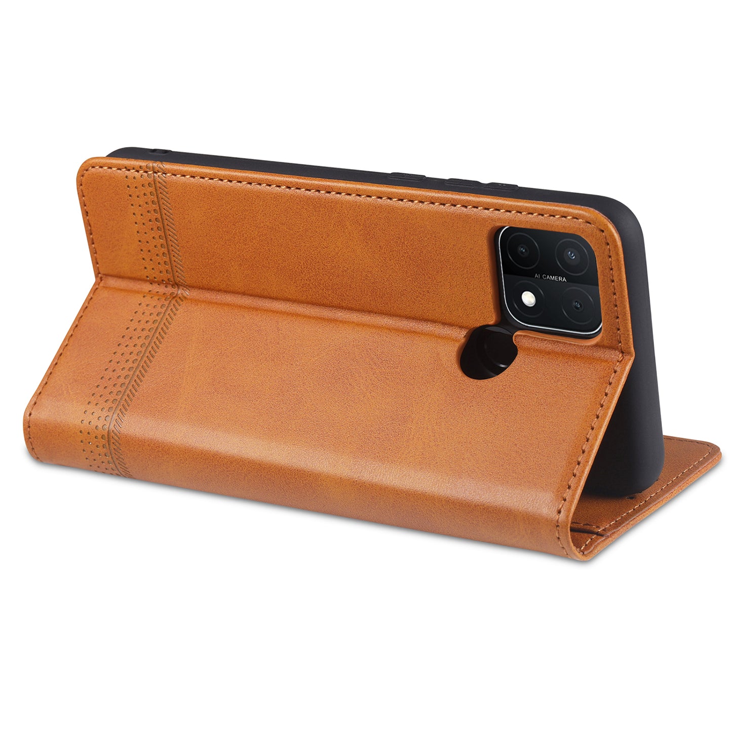 AZNS Magnetic Suction Wallet Stand Leather Mobile Shell Case for OPPO A15