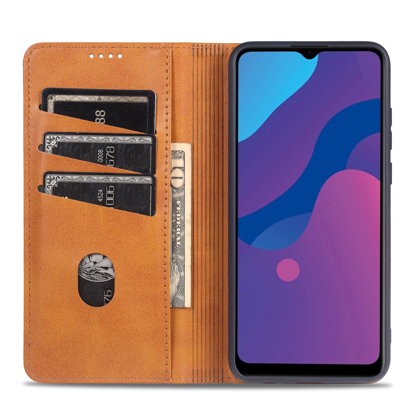 AZNS Magnetic Suction Wallet Stand Leather Mobile Shell Case for OPPO A15