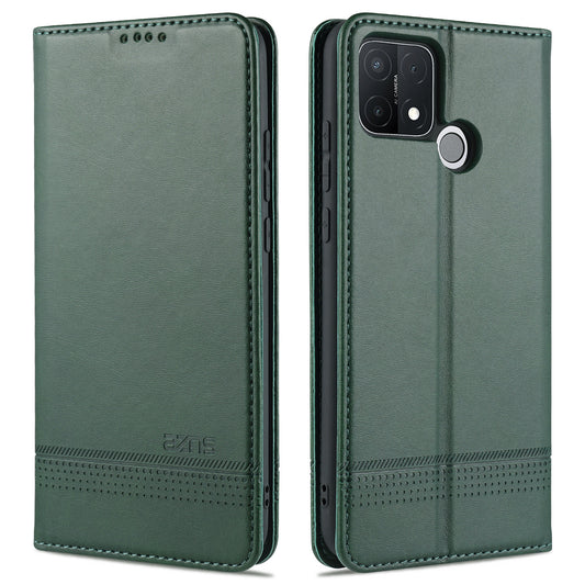AZNS Magnetic Suction Wallet Stand Leather Mobile Shell Case for OPPO A15