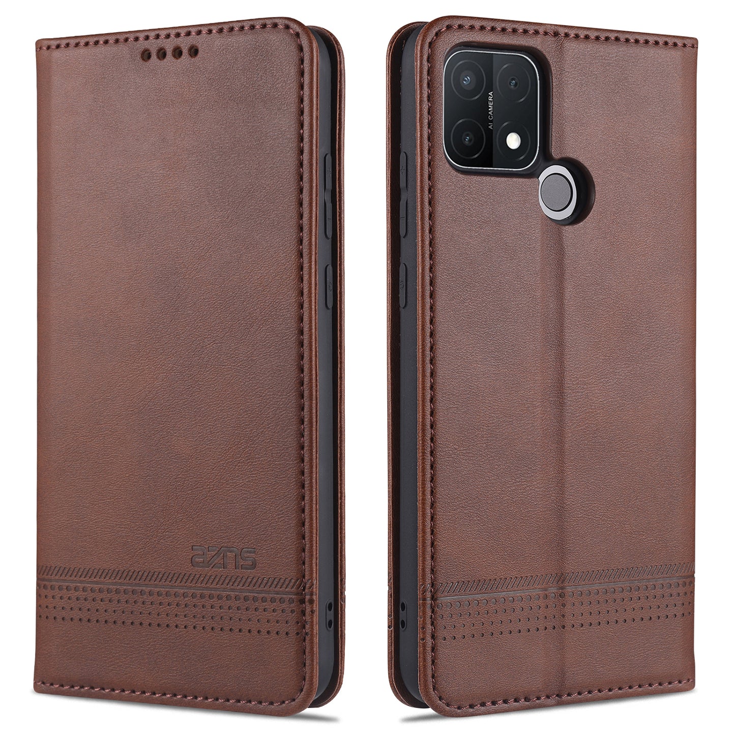 AZNS Magnetic Suction Wallet Stand Leather Mobile Shell Case for OPPO A15