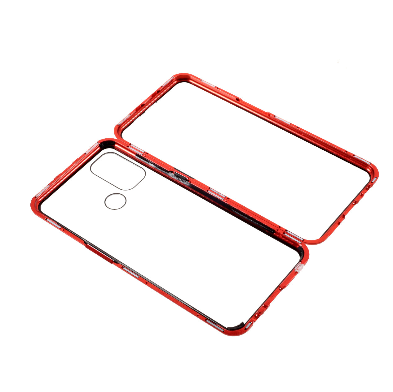 Double-sided Tempered Glass + Metal Frame Magnetic Lock Phone Case for Oppo A32 (2020)/A53(2020)