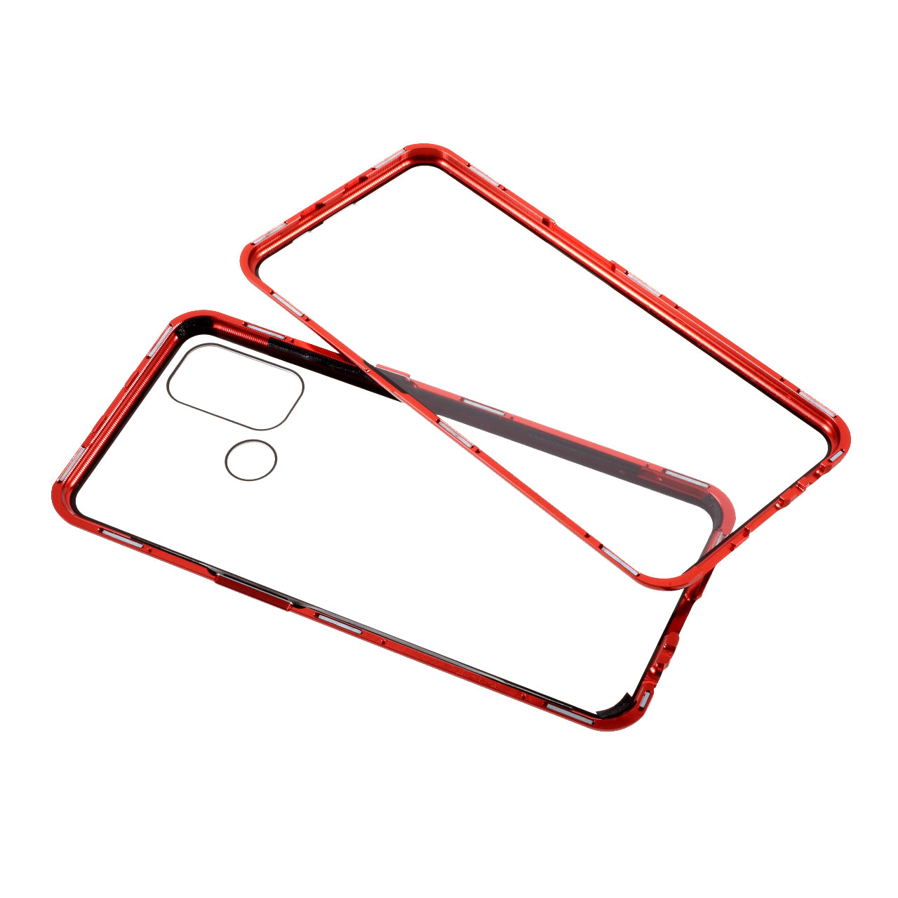 Double-sided Tempered Glass + Metal Frame Magnetic Lock Phone Case for Oppo A32 (2020)/A53(2020)