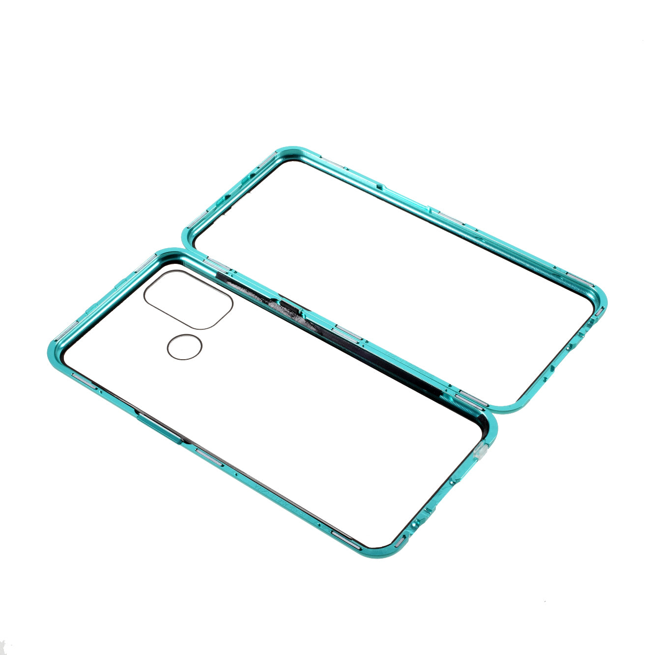 Double-sided Tempered Glass + Metal Frame Magnetic Lock Phone Case for Oppo A32 (2020)/A53(2020)