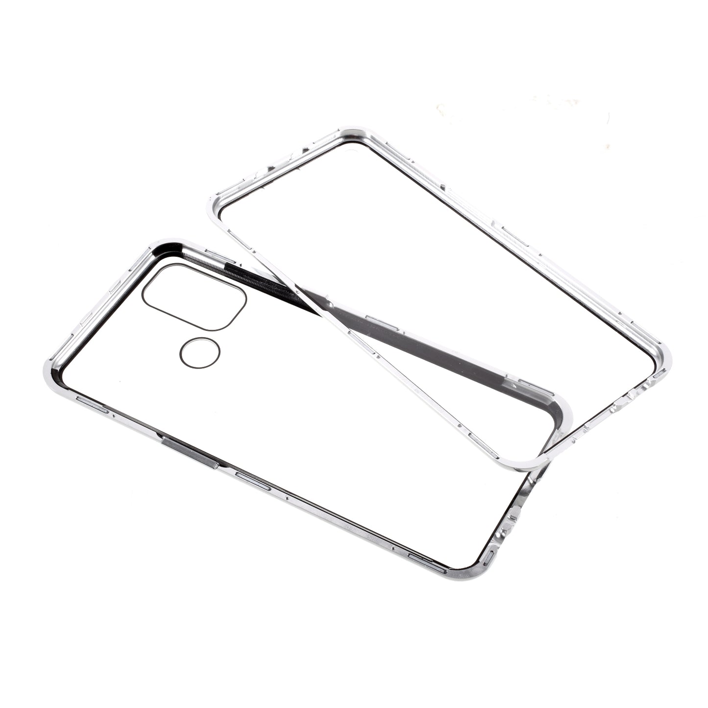 Double-sided Tempered Glass + Metal Frame Magnetic Lock Phone Case for Oppo A32 (2020)/A53(2020)