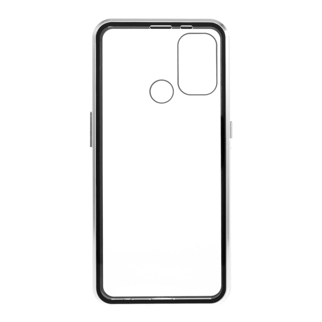 Double-sided Tempered Glass + Metal Frame Magnetic Lock Phone Case for Oppo A32 (2020)/A53(2020)