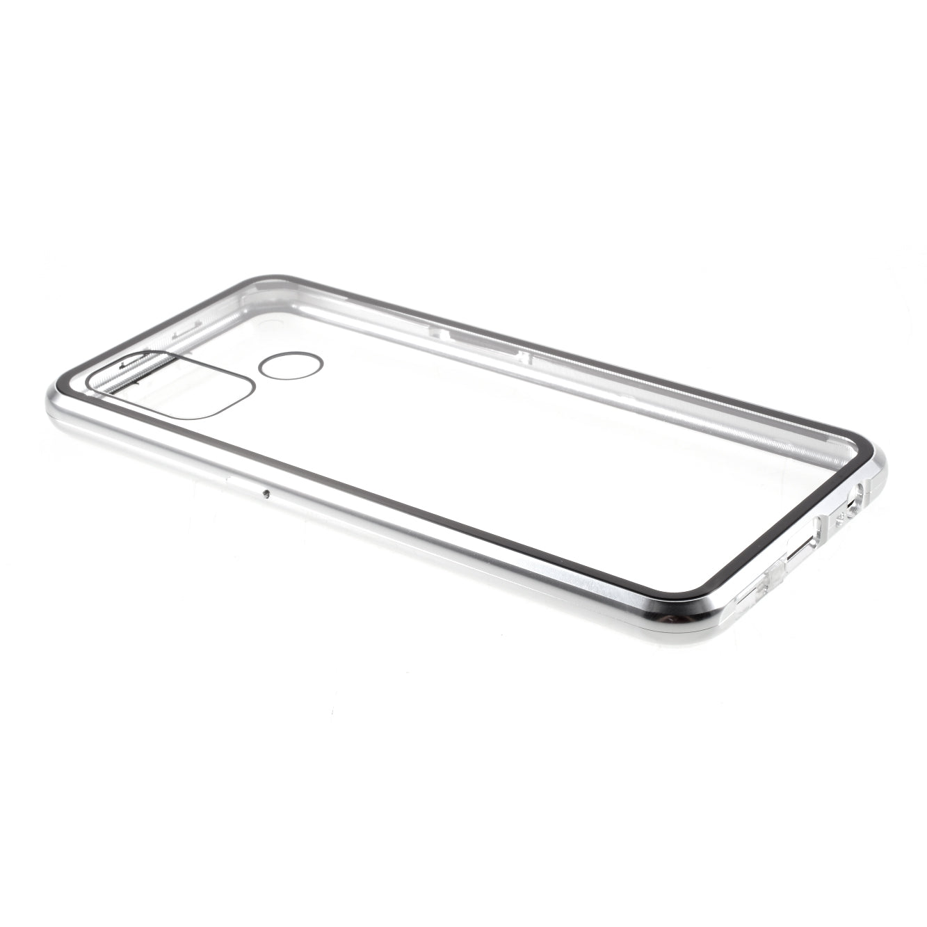 Double-sided Tempered Glass + Metal Frame Magnetic Lock Phone Case for Oppo A32 (2020)/A53(2020)