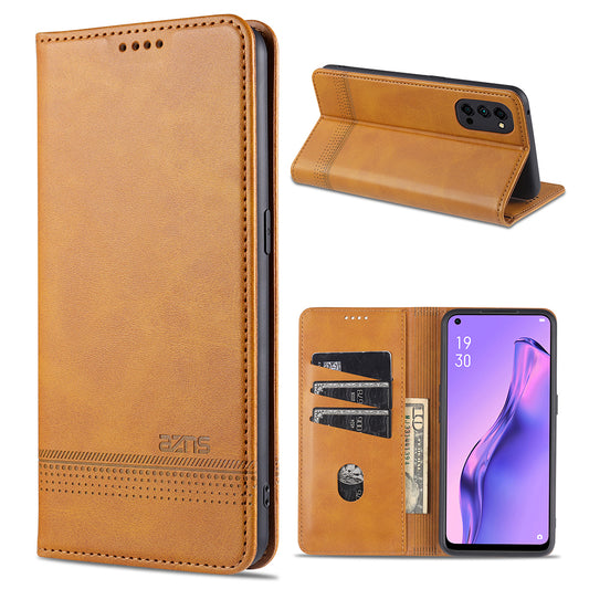 AZNS Auto-absorbed Magnetic Stand Wallet Leather Mobile Shell Case for Oppo Reno4 Pro 5G / Reno4 5G