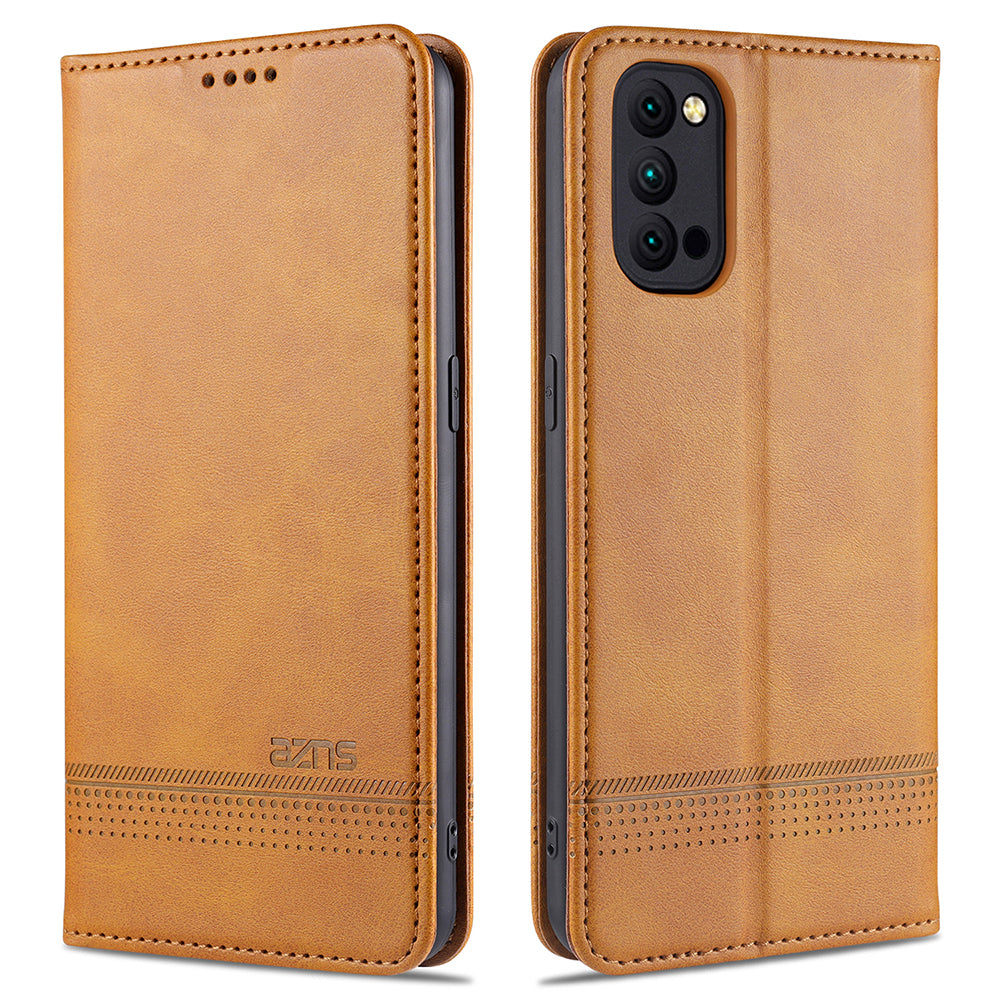 AZNS Auto-absorbed Magnetic Stand Wallet Leather Mobile Shell Case for Oppo Reno4 Pro 5G / Reno4 5G