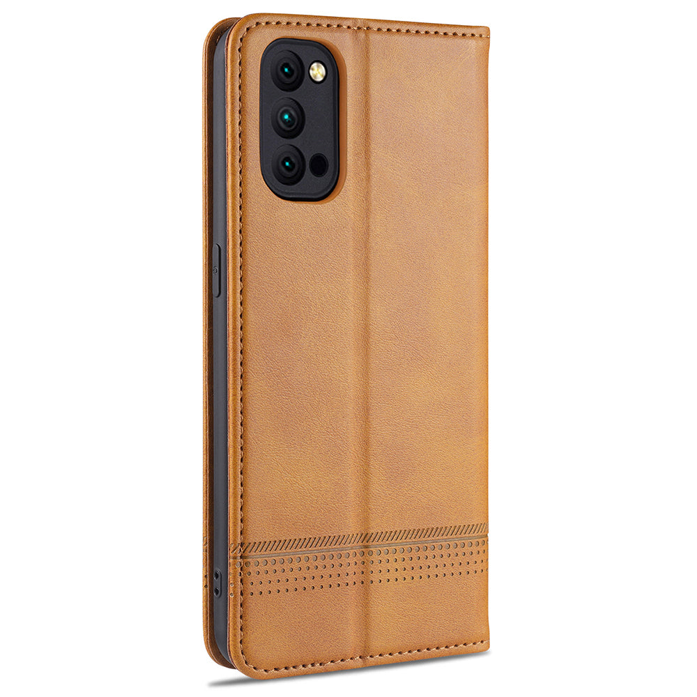 AZNS Auto-absorbed Magnetic Stand Wallet Leather Mobile Shell Case for Oppo Reno4 Pro 5G / Reno4 5G