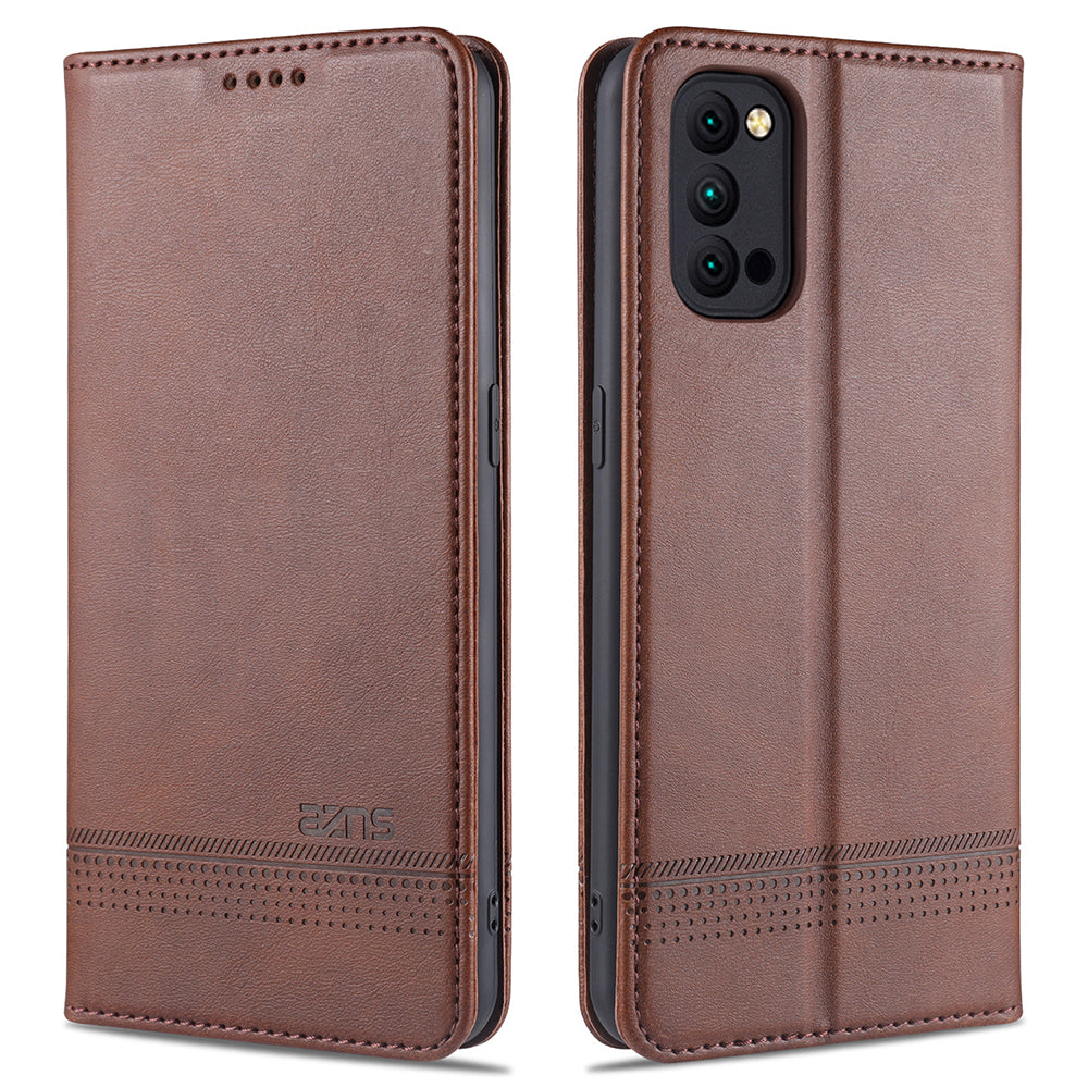 AZNS Auto-absorbed Magnetic Stand Wallet Leather Mobile Shell Case for Oppo Reno4 Pro 5G / Reno4 5G