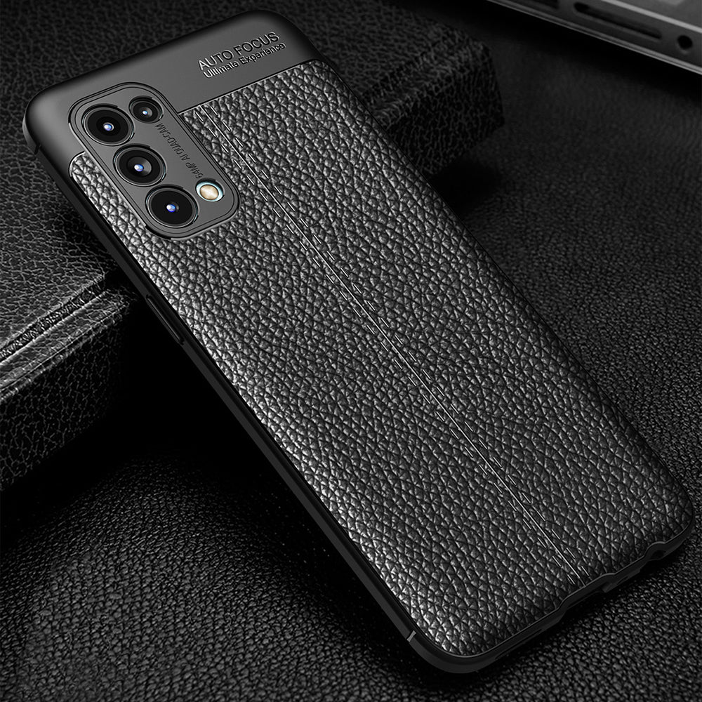 Four Corner Cushion Litchi Texture Soft TPU Protector for OPPO Reno 5 5G/Reno5 4G/Reno5 K/Find X3 Lite Mobile Phone Cover