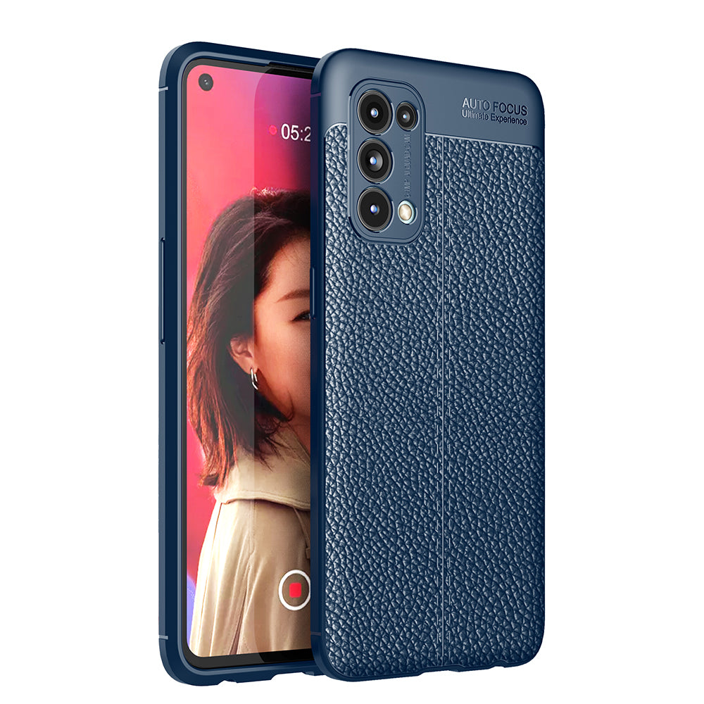 Four Corner Cushion Litchi Texture Soft TPU Protector for OPPO Reno 5 5G/Reno5 4G/Reno5 K/Find X3 Lite Mobile Phone Cover