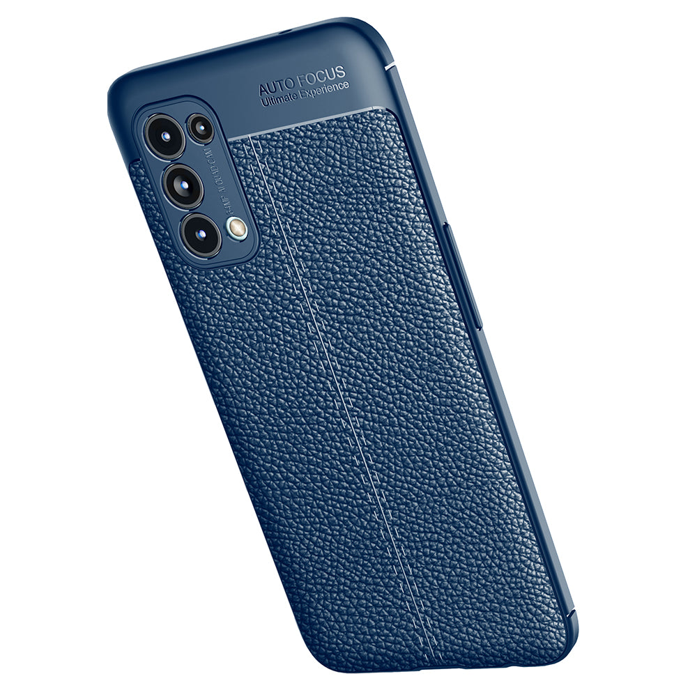 Four Corner Cushion Litchi Texture Soft TPU Protector for OPPO Reno 5 5G/Reno5 4G/Reno5 K/Find X3 Lite Mobile Phone Cover