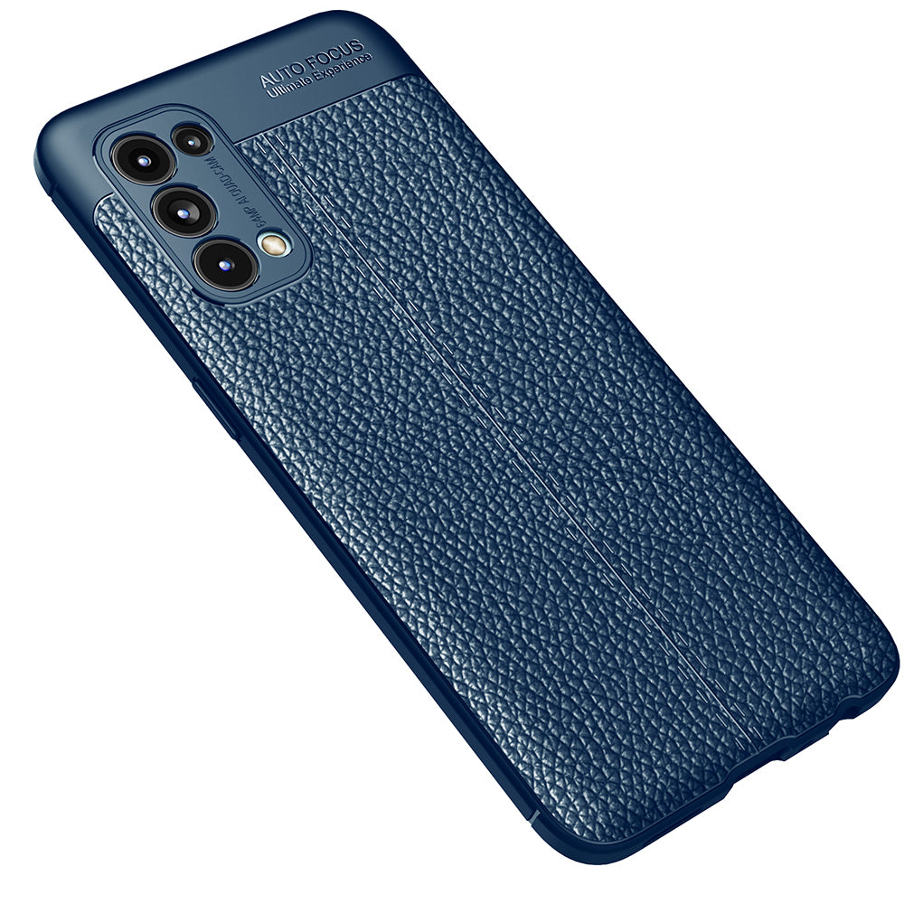 Four Corner Cushion Litchi Texture Soft TPU Protector for OPPO Reno 5 5G/Reno5 4G/Reno5 K/Find X3 Lite Mobile Phone Cover