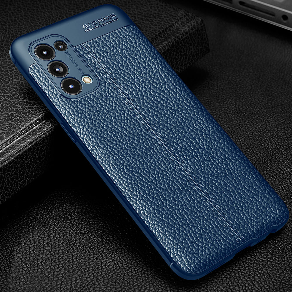 Four Corner Cushion Litchi Texture Soft TPU Protector for OPPO Reno 5 5G/Reno5 4G/Reno5 K/Find X3 Lite Mobile Phone Cover
