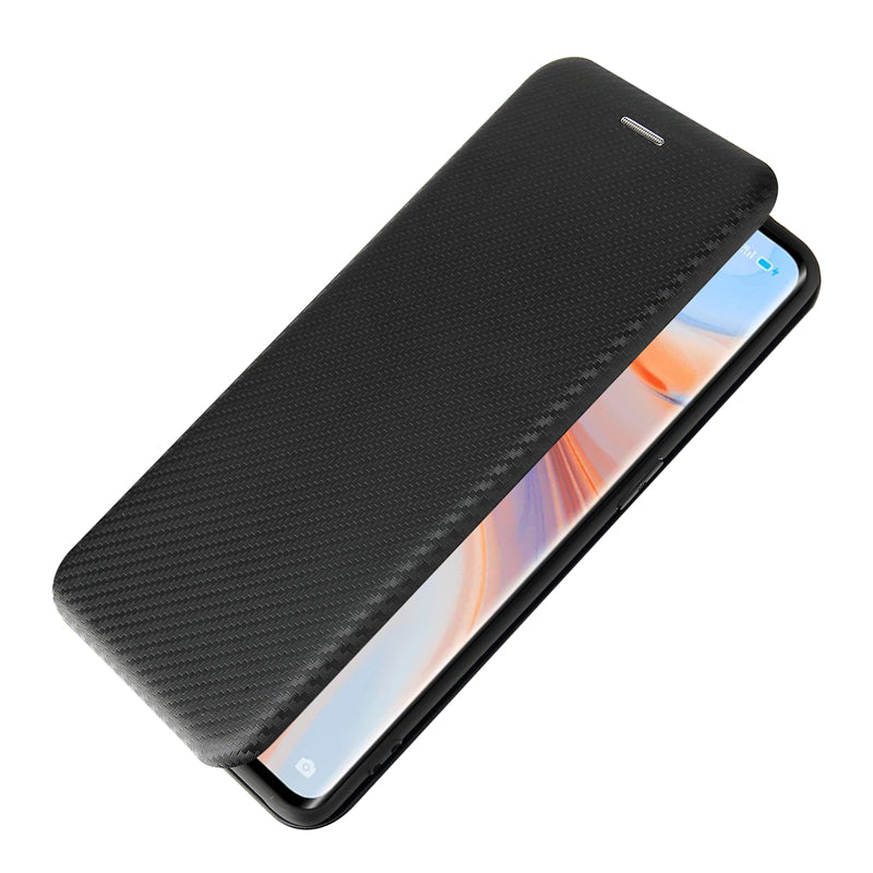 Full Coverage Auto-absorbed Carbon Fiber Leather Card Holder Cover Case for OPPO Reno 5 5G/Reno5 4G/Reno5 K/Find X3 Lite