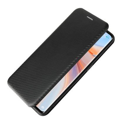 Full Coverage Auto-absorbed Carbon Fiber Leather Card Holder Cover Case for OPPO Reno 5 5G/Reno5 4G/Reno5 K/Find X3 Lite