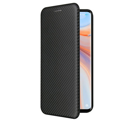Full Coverage Auto-absorbed Carbon Fiber Leather Card Holder Cover Case for OPPO Reno 5 5G/Reno5 4G/Reno5 K/Find X3 Lite