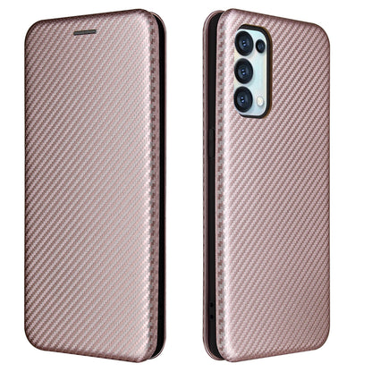 Full Coverage Auto-absorbed Carbon Fiber Leather Card Holder Cover Case for OPPO Reno 5 5G/Reno5 4G/Reno5 K/Find X3 Lite