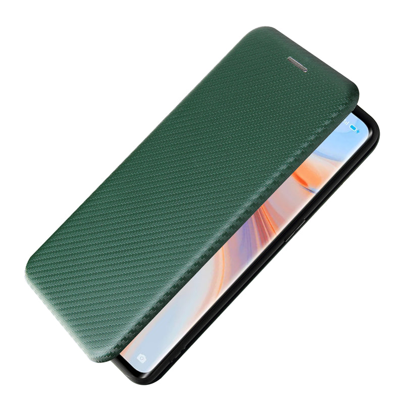 Full Coverage Auto-absorbed Carbon Fiber Leather Card Holder Cover Case for OPPO Reno 5 5G/Reno5 4G/Reno5 K/Find X3 Lite