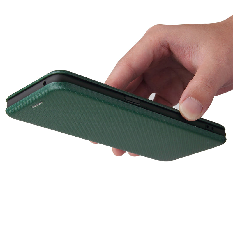 Full Coverage Auto-absorbed Carbon Fiber Leather Card Holder Cover Case for OPPO Reno 5 5G/Reno5 4G/Reno5 K/Find X3 Lite