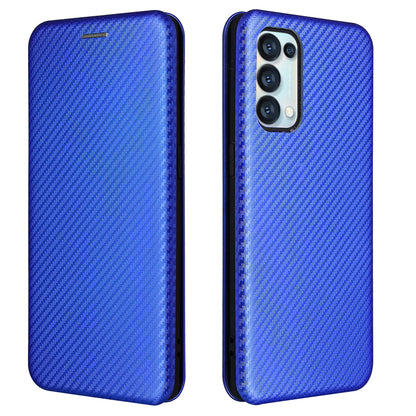 Full Coverage Auto-absorbed Carbon Fiber Leather Card Holder Cover Case for OPPO Reno 5 5G/Reno5 4G/Reno5 K/Find X3 Lite
