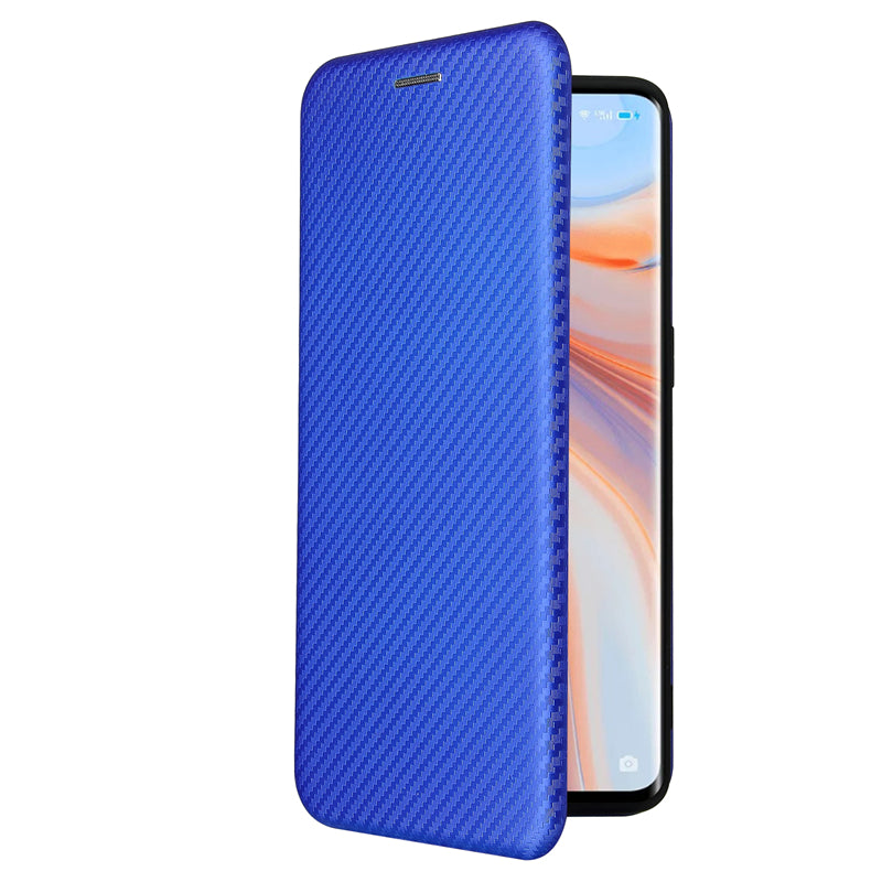 Full Coverage Auto-absorbed Carbon Fiber Leather Card Holder Cover Case for OPPO Reno 5 5G/Reno5 4G/Reno5 K/Find X3 Lite