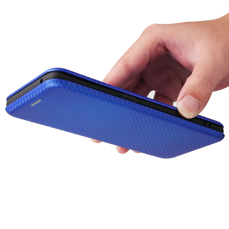 Full Coverage Auto-absorbed Carbon Fiber Leather Card Holder Cover Case for OPPO Reno 5 5G/Reno5 4G/Reno5 K/Find X3 Lite