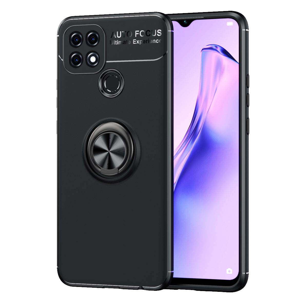 TPU Cover with Metal Ring Kickstand [Built-in Magnetic Sheet] for Oppo A15