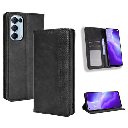 Retro Style Auto-absorbed Leather Wallet Stand Phone Shell Full Protection for Oppo Reno5 5G