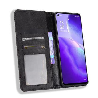 Retro Style Auto-absorbed Leather Wallet Stand Phone Shell Full Protection for Oppo Reno5 5G