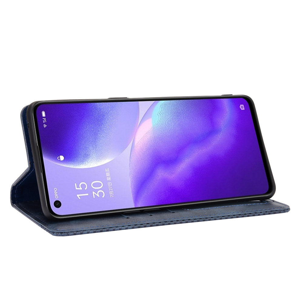 Retro Style Auto-absorbed Leather Wallet Stand Phone Shell Full Protection for Oppo Reno5 5G
