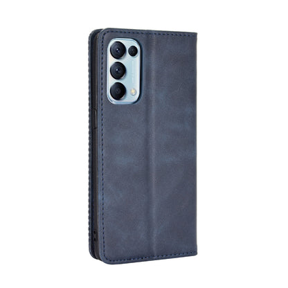 Retro Style Auto-absorbed Leather Wallet Stand Phone Shell Full Protection for Oppo Reno5 5G