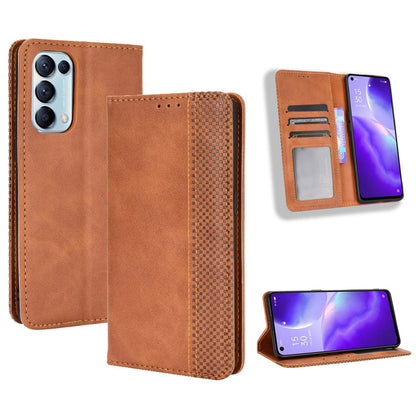 Retro Style Auto-absorbed Leather Wallet Stand Phone Shell Full Protection for Oppo Reno5 5G