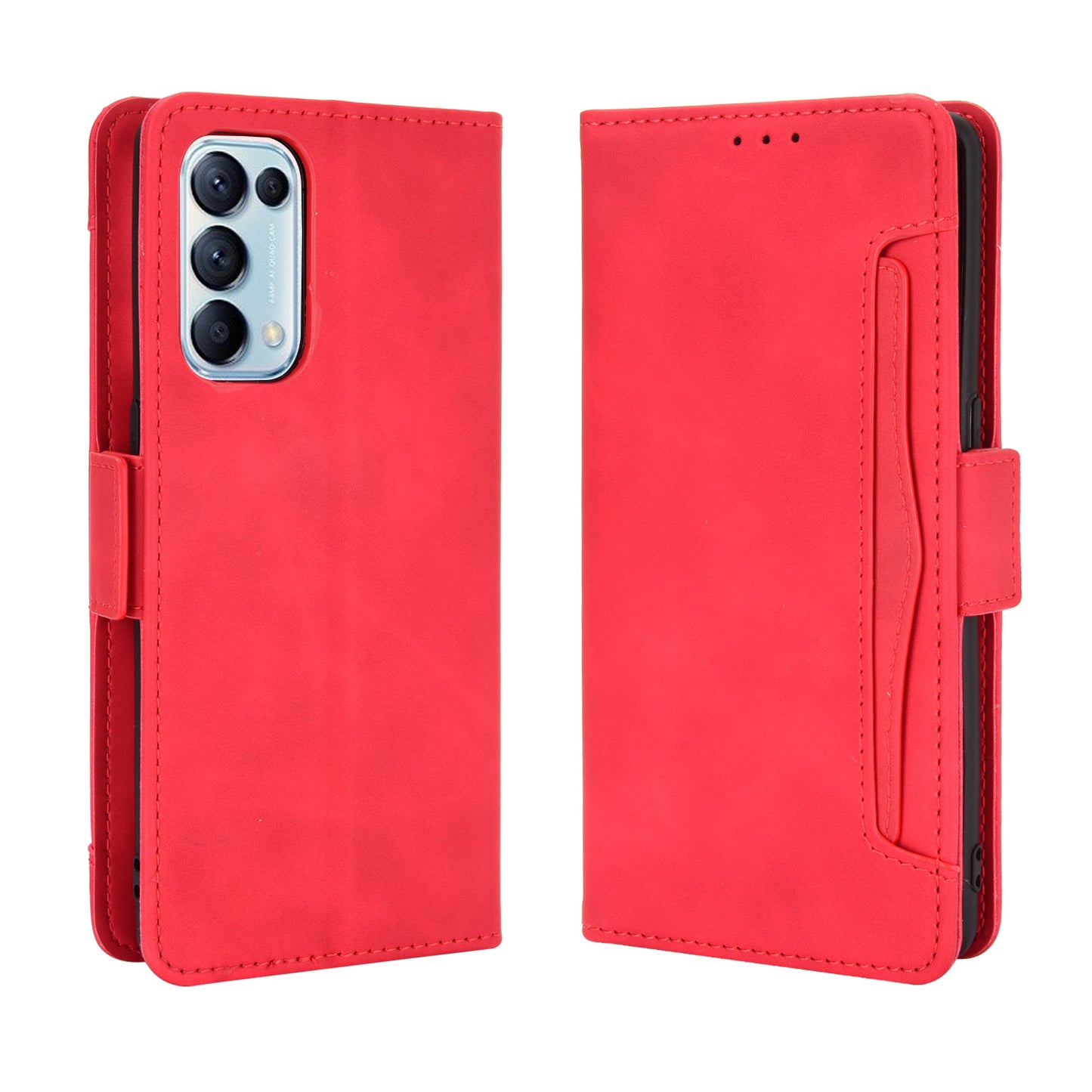 Leather Wallet Protective Shell for Oppo Reno5 5G Multiple Card Slots Case