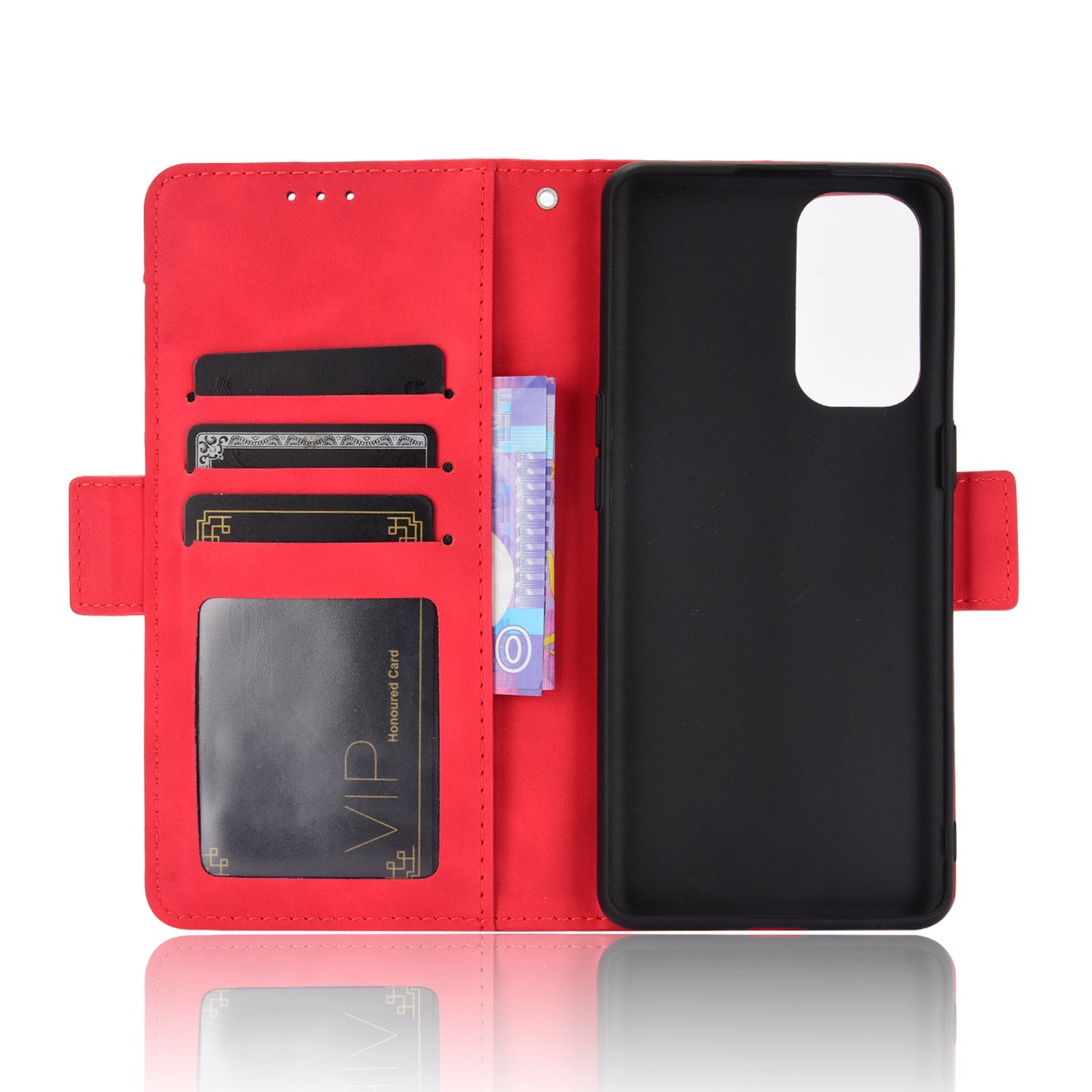 Leather Wallet Protective Shell for Oppo Reno5 5G Multiple Card Slots Case