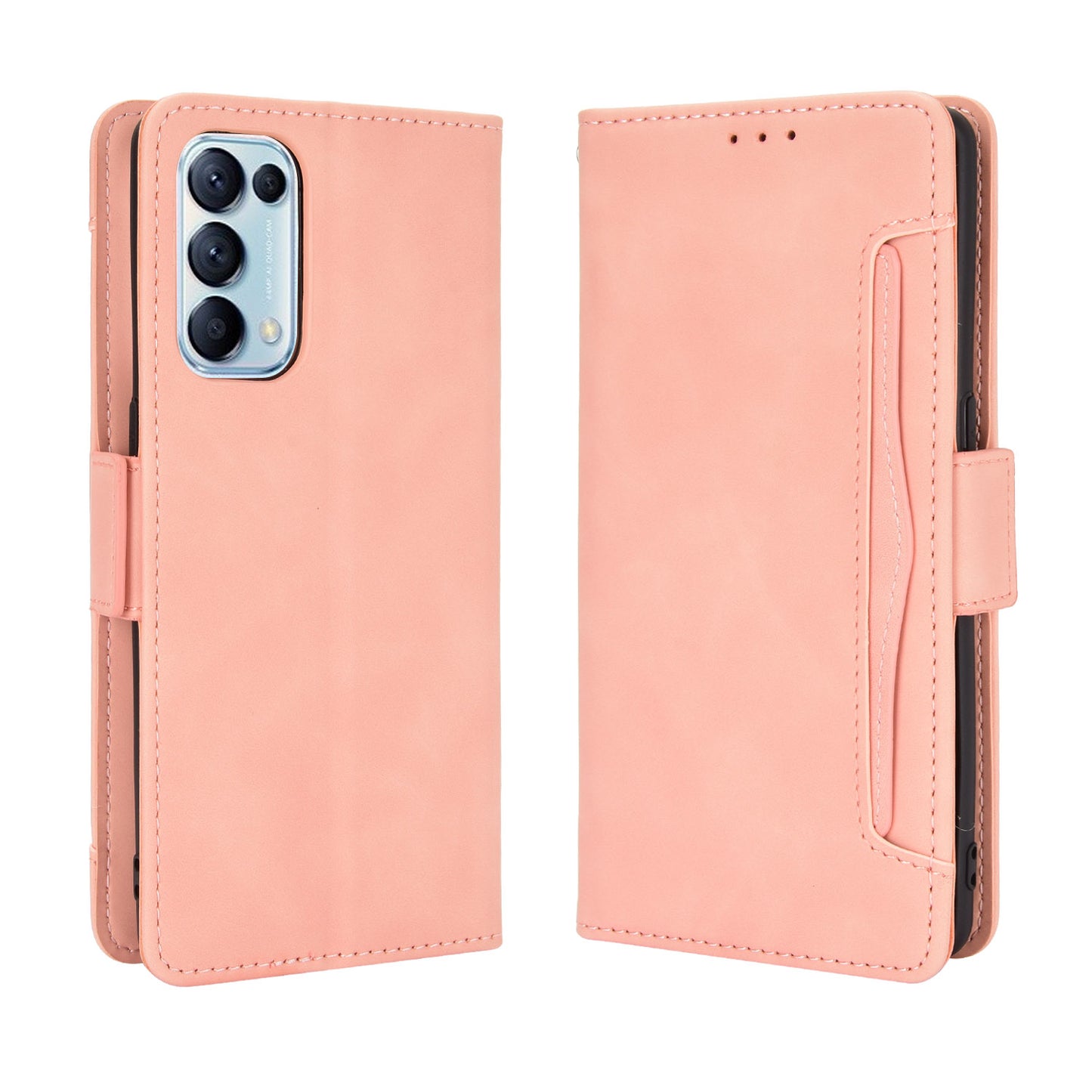 Leather Wallet Protective Shell for Oppo Reno5 5G Multiple Card Slots Case
