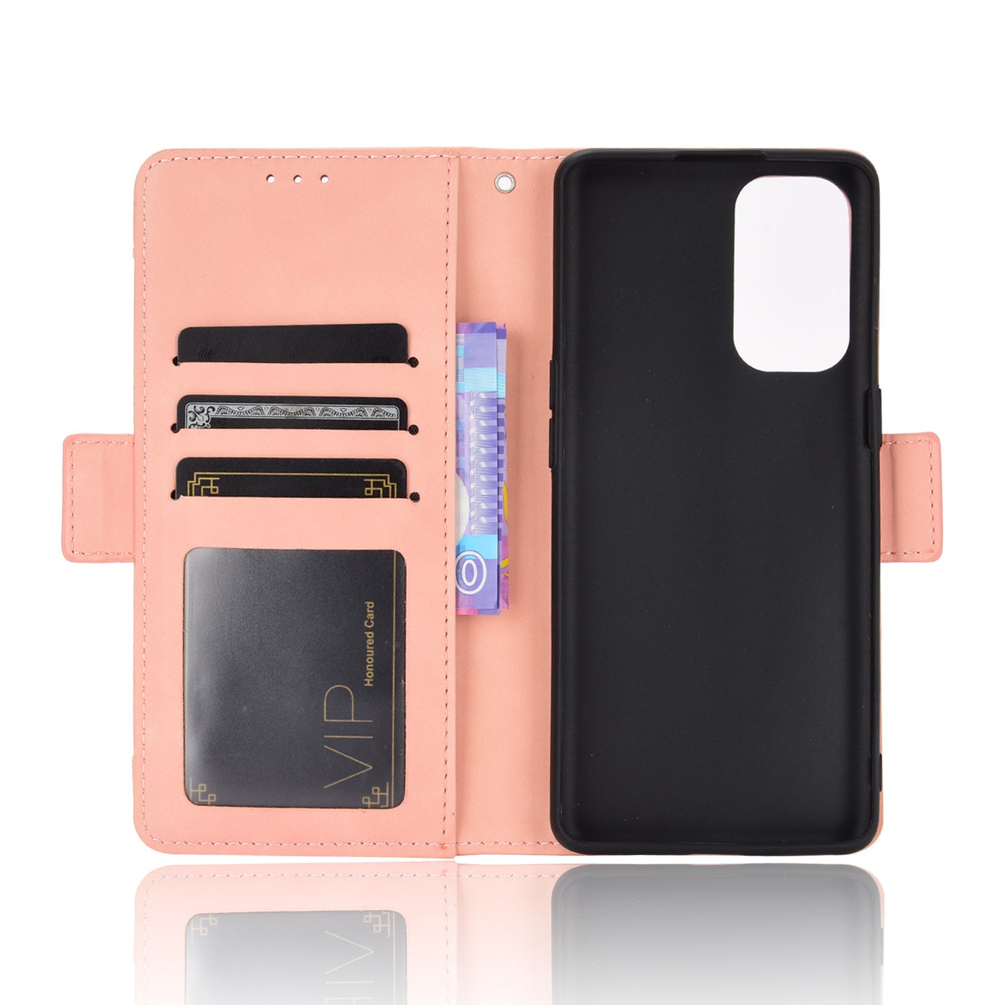 Leather Wallet Protective Shell for Oppo Reno5 5G Multiple Card Slots Case