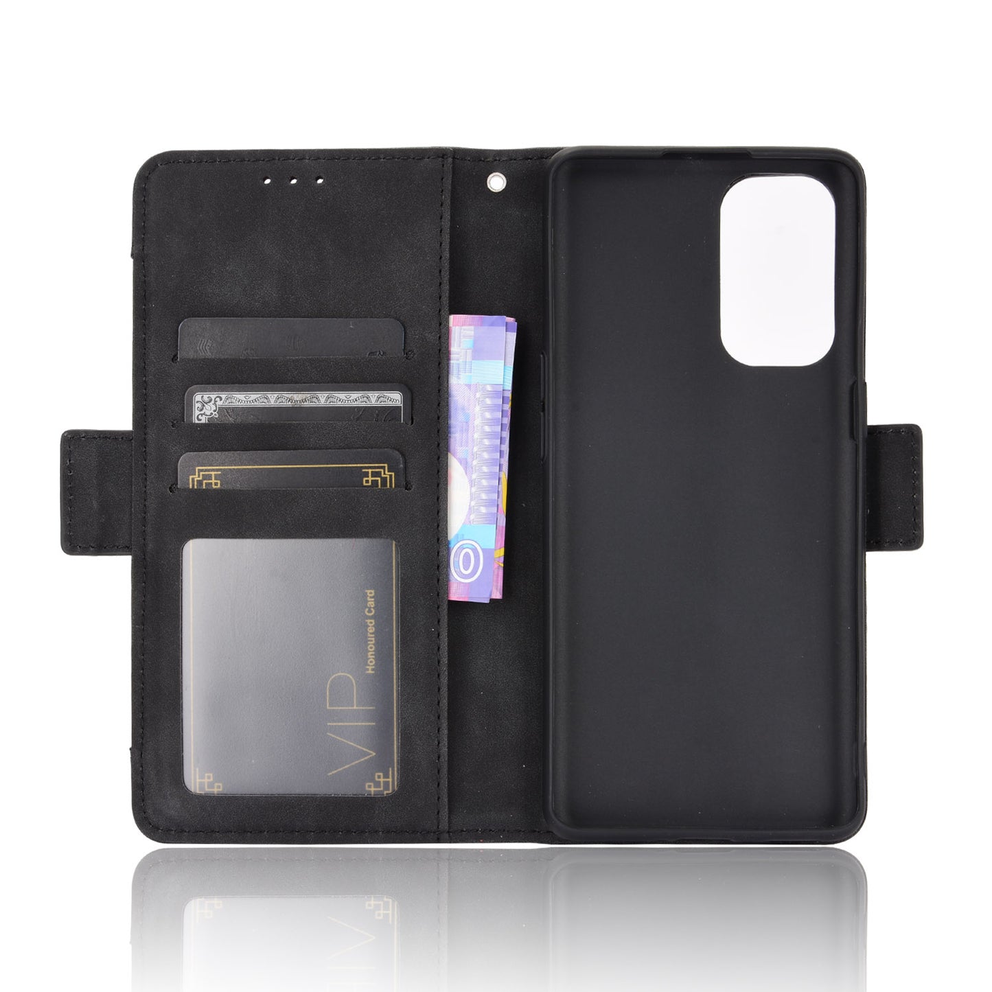 Leather Wallet Protective Shell for Oppo Reno5 5G Multiple Card Slots Case