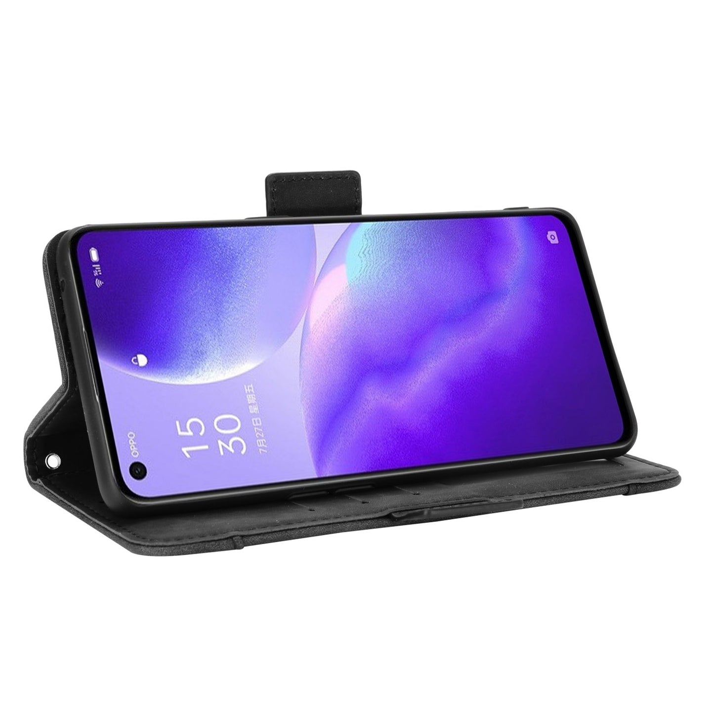 Leather Wallet Protective Shell for Oppo Reno5 5G Multiple Card Slots Case