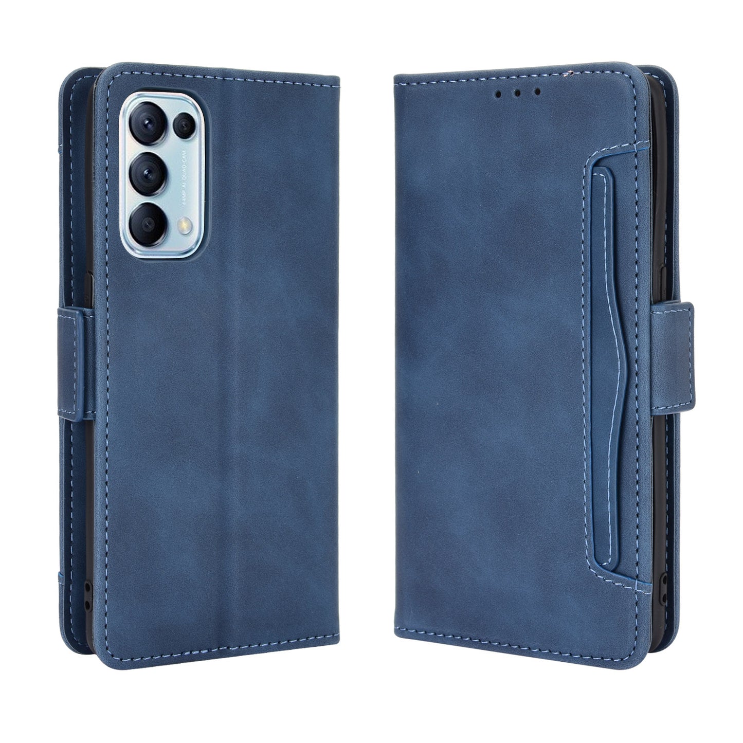 Leather Wallet Protective Shell for Oppo Reno5 5G Multiple Card Slots Case