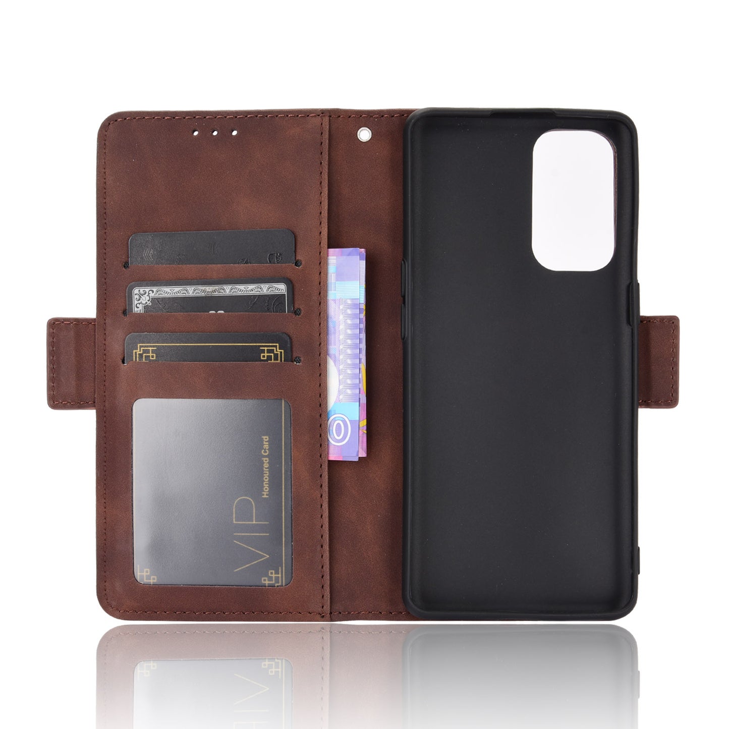 Leather Wallet Protective Shell for Oppo Reno5 5G Multiple Card Slots Case