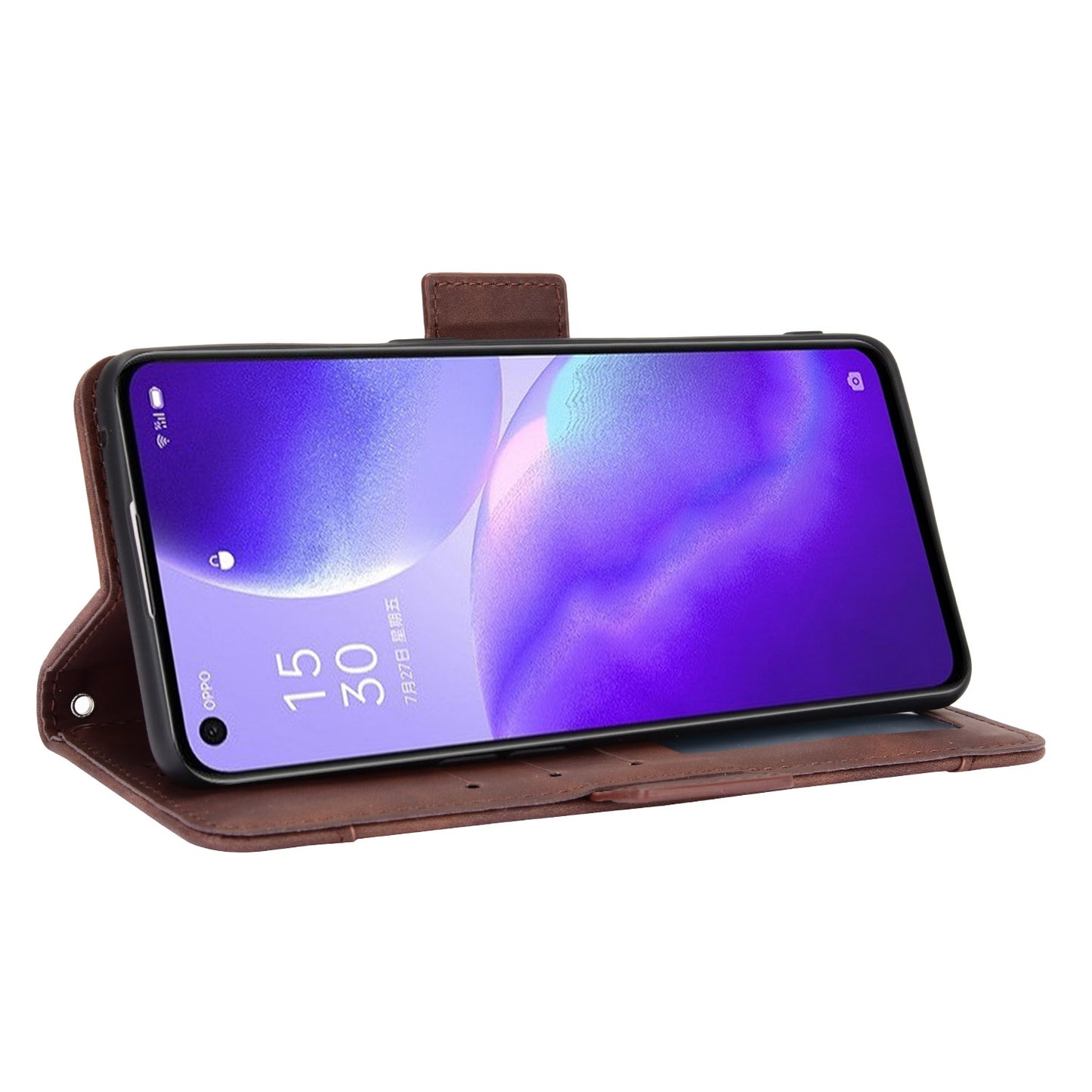 Leather Wallet Protective Shell for Oppo Reno5 5G Multiple Card Slots Case
