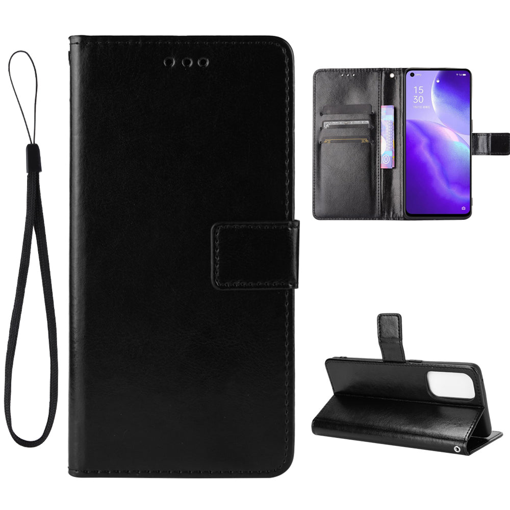 Leather Full Protection Wallet Stand Crazy Horse Shell for Oppo Reno5 5G